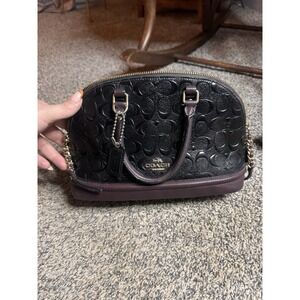 Coach Mini Sierra Satchel F27597 Black Patent Leather Handbag Purse Bag Used